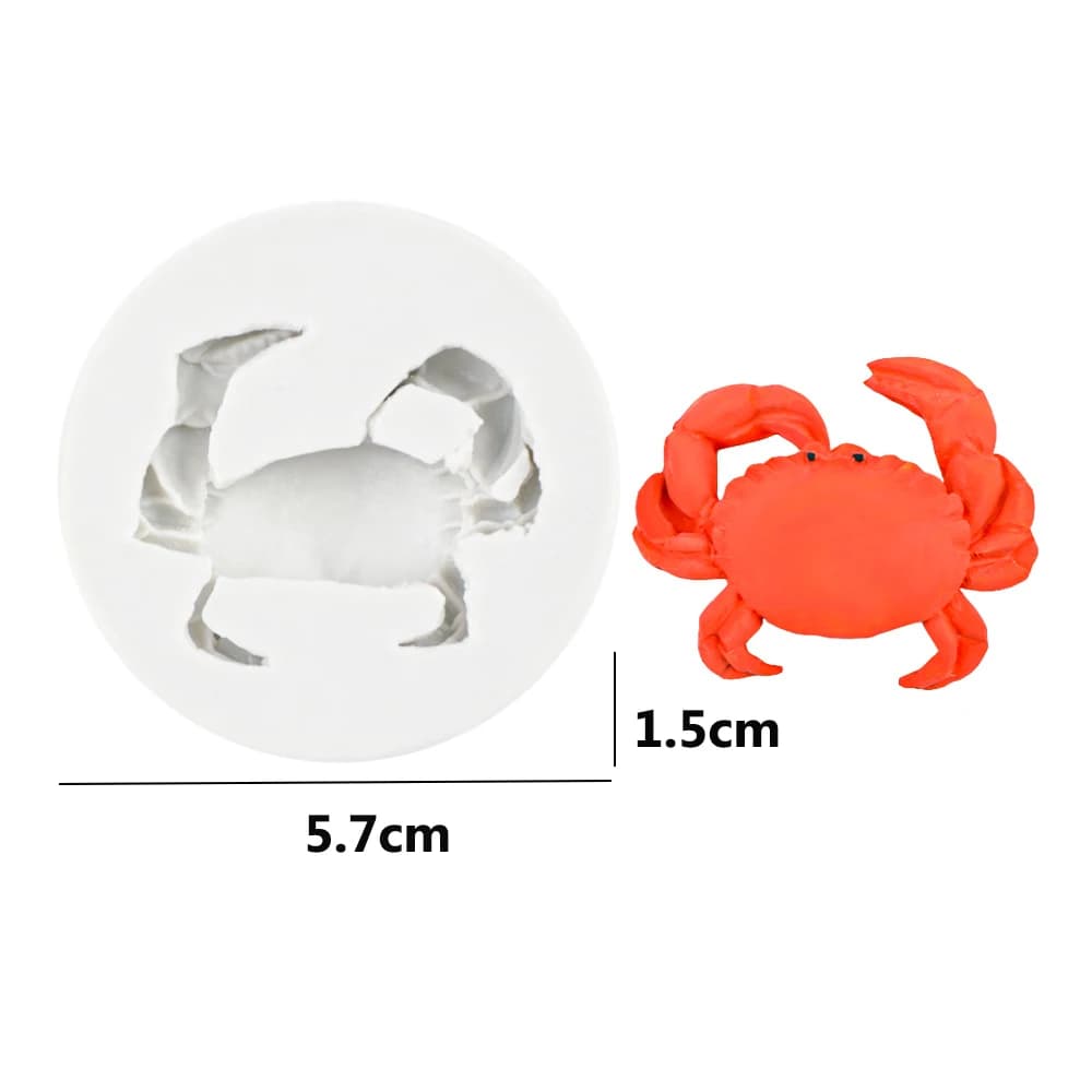 Moule en silicone en forme de crabe, thème océan, pour décoration de gâteaux en fondant, moule en si