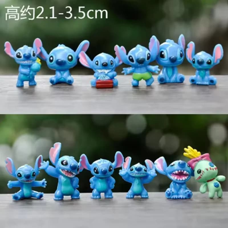 12 pièces Mini point Anime Figurine poupées 3CM dessin animé Lilo et point figurines d'action à coll