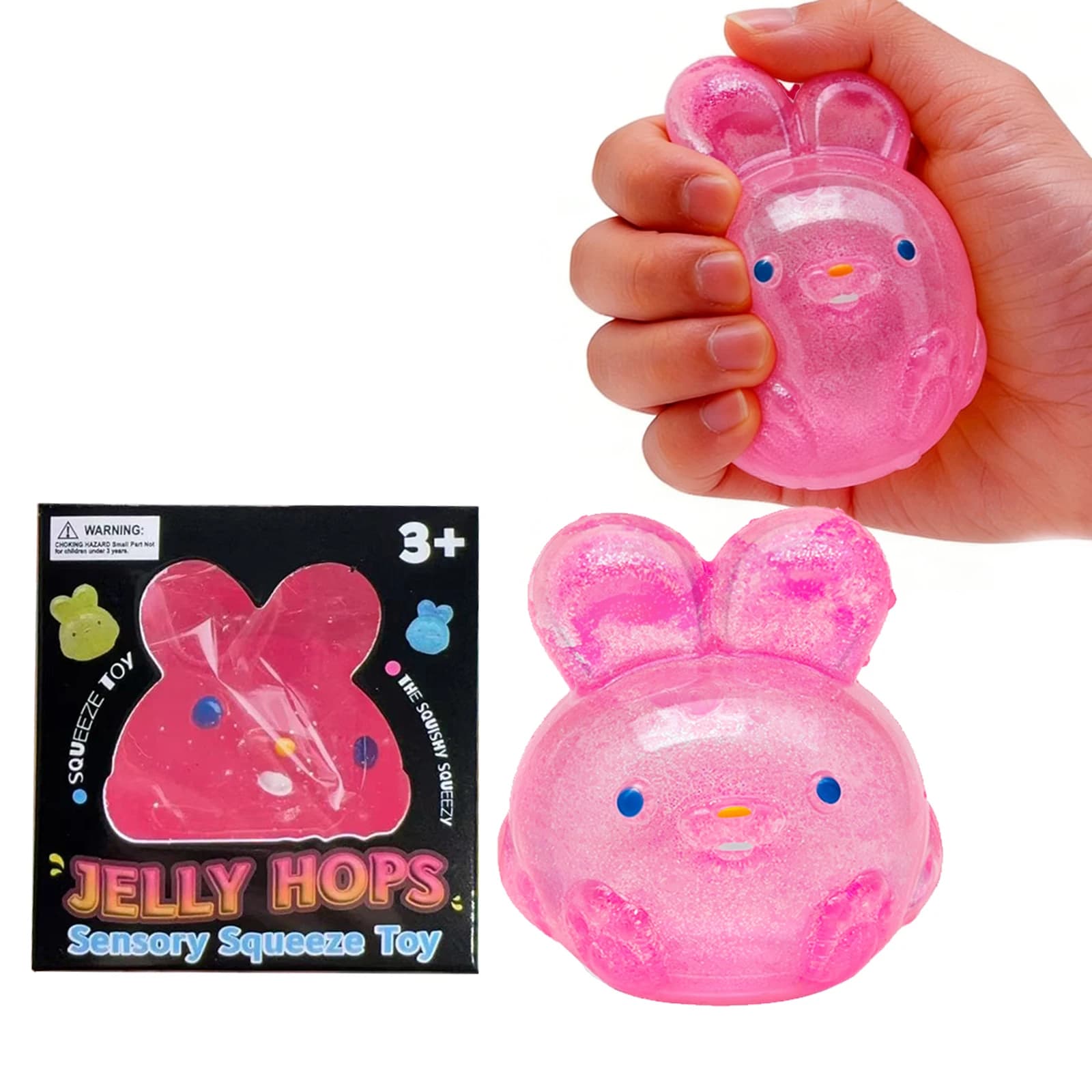 Jelly Rabbit Hops Jouet sensoriel à presser anti-stress à rebond lent, doux, à pincer, décoration de