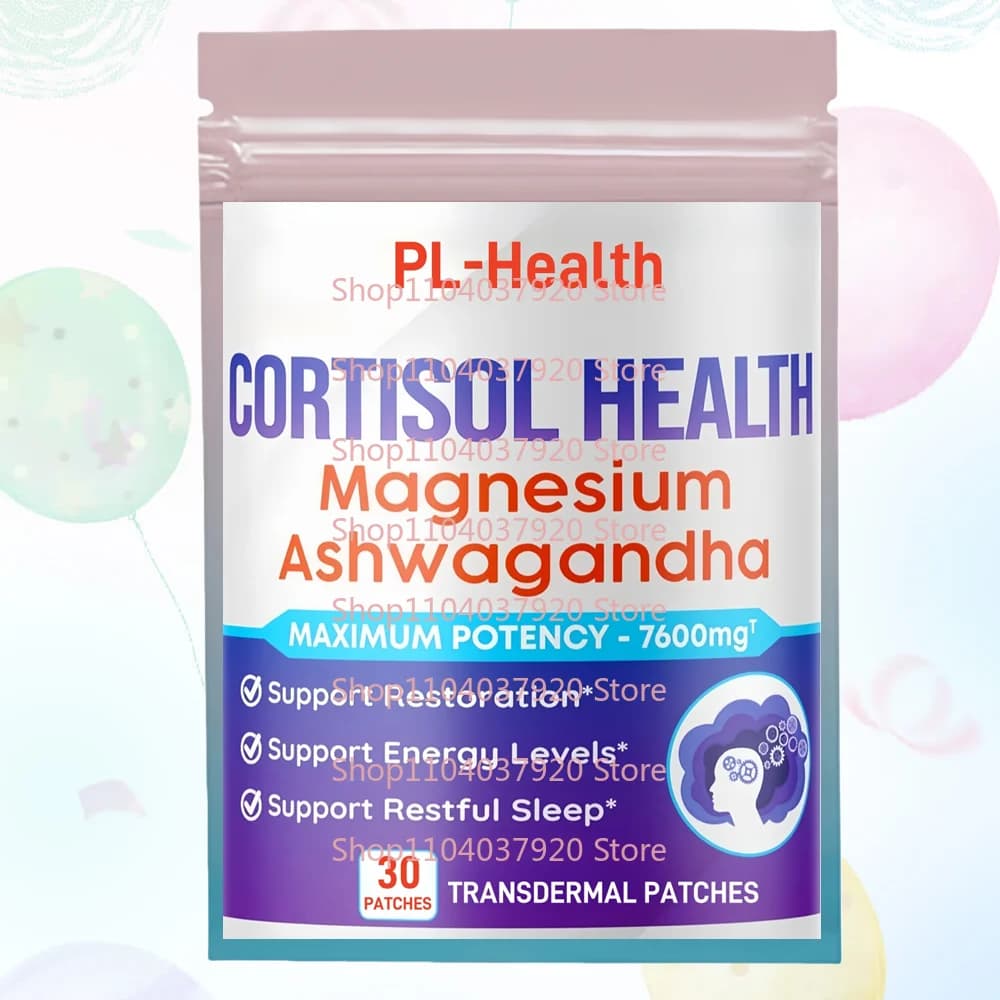 30 Patchs Transdermiques Santé Cortisol avec Magnésium, L-Théanine et Soutien à la Sève de St. John'