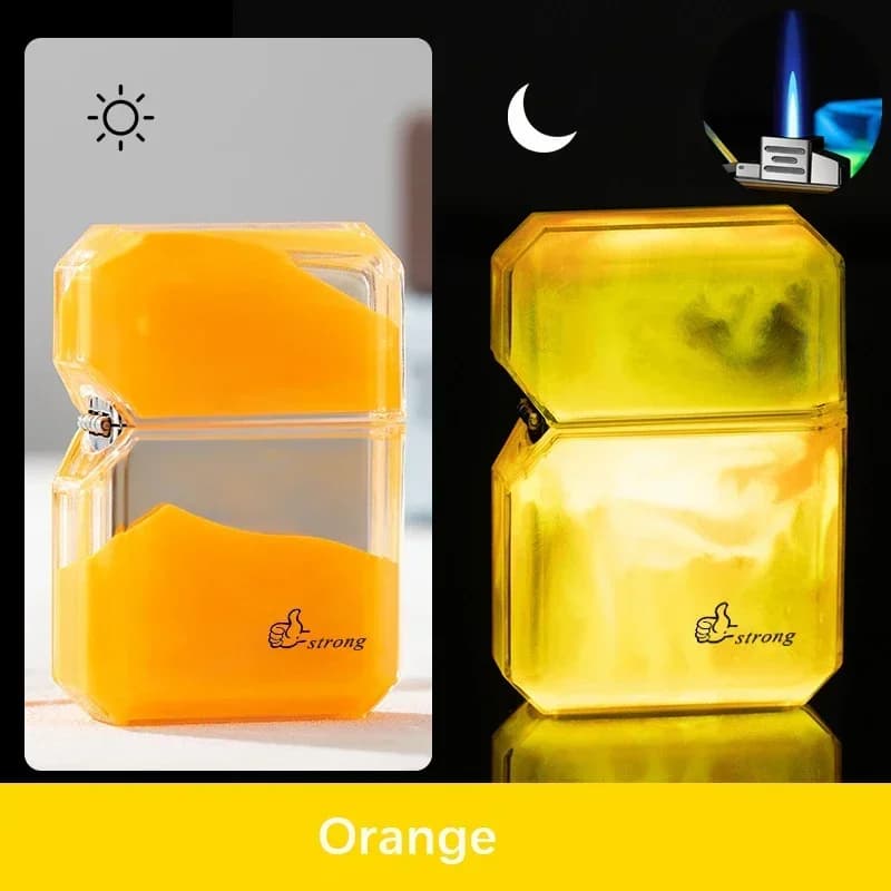 Briquet à huile lumineux coloré avec lampe à sable mouvant, briquet coupe-vent et frais, cadeau d'af