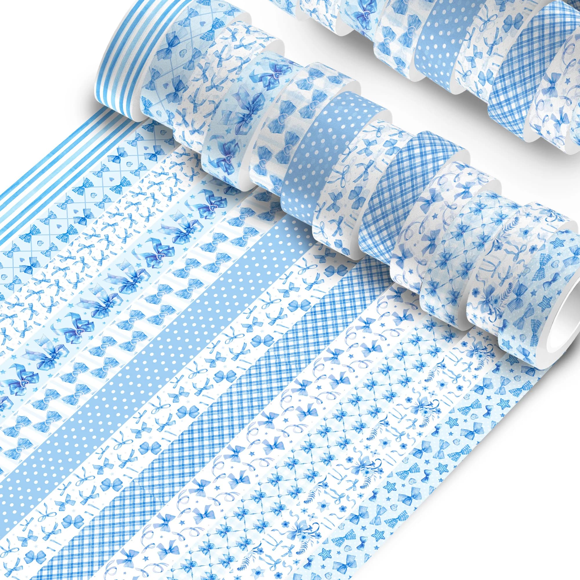 Lot de 12 rouleaux de ruban Washi bleu, autocollants décoratifs en papier, ruban adhésif DIY pour ca