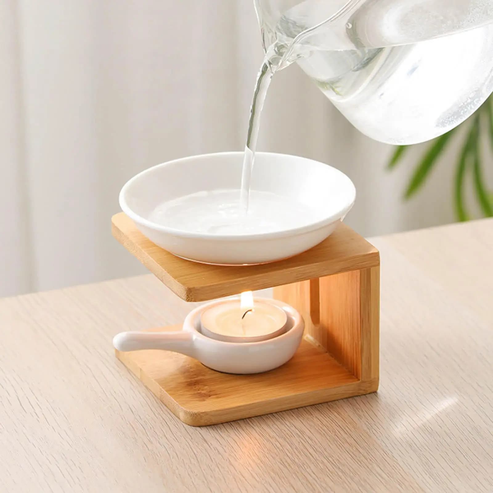 Brûleur d'huile essentielle en céramique avec bougeoir, brûleur de cire parfumée, photophore, pièce 