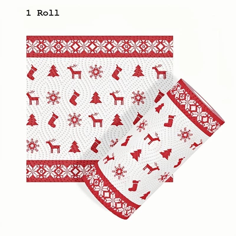 3/1 rouleaux de papier de cuisine de Noël, chiffons lavables humides et secs à double usage – pour l