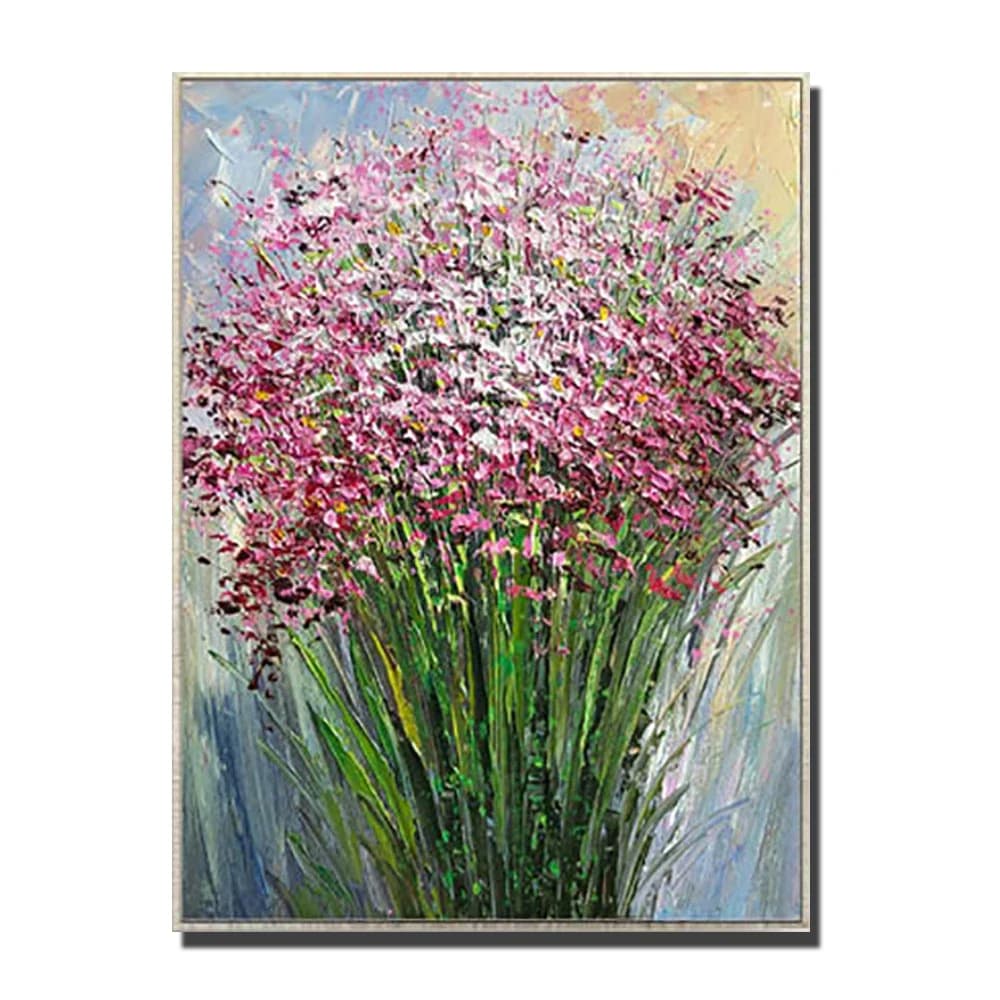 Peinture à l'huile abstraite peinte à la main, fleurs 3D sur toile, peinture murale rétro, décoratio