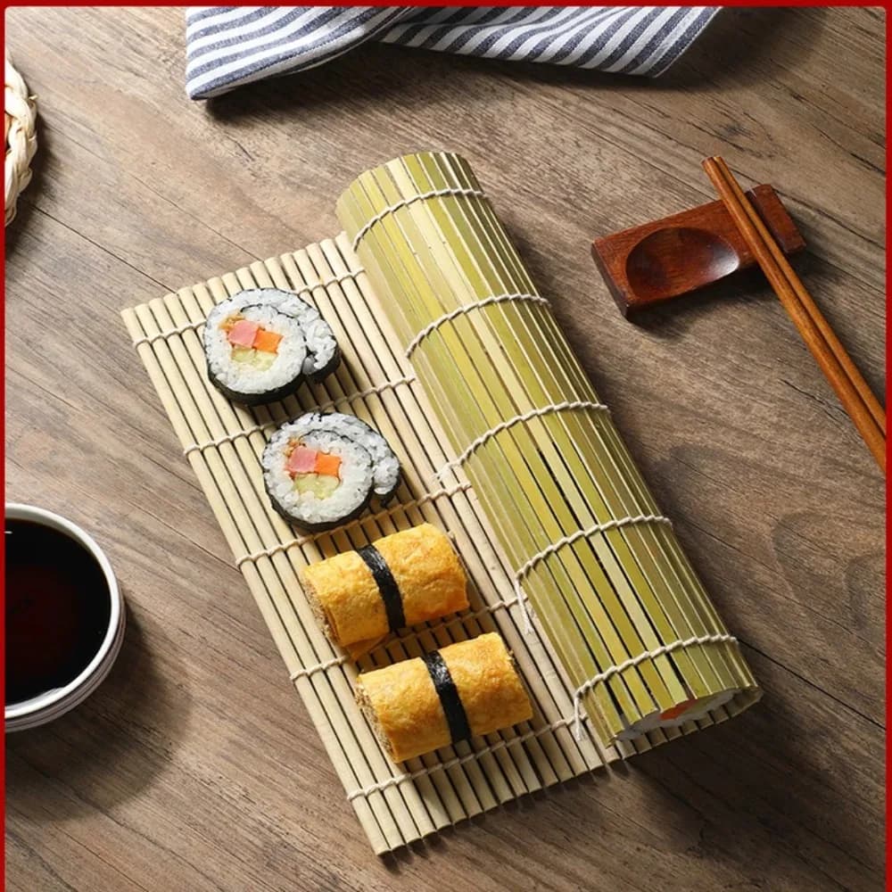 Rideau roulant à Sushi vert bambou, tapis de défilement de Sushi de Style japonais, outils carrés po