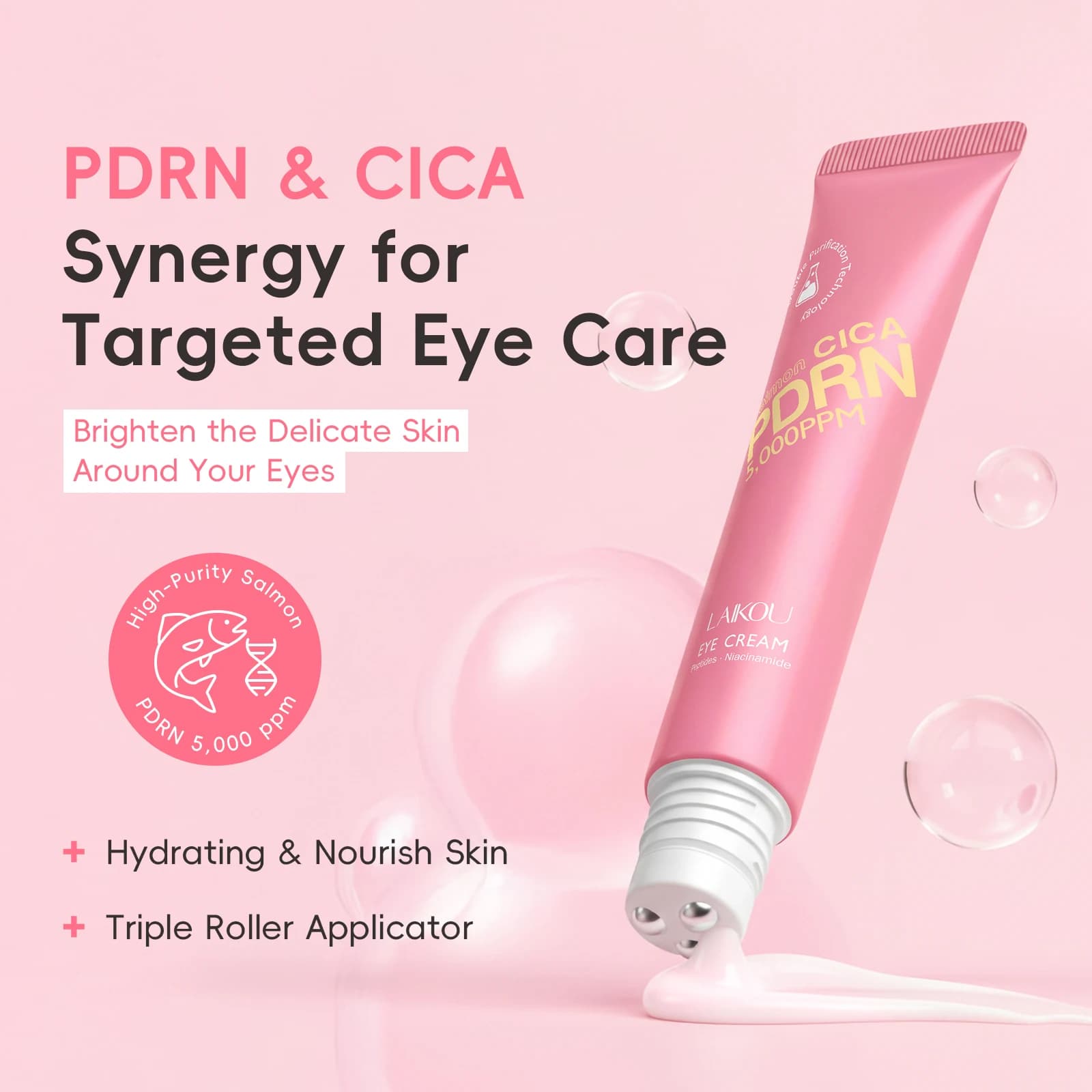 Crème pour les yeux LAIKOU PDRN CICA 20g, nourrit la peau, pour un regard plus lumineux, avec caféin