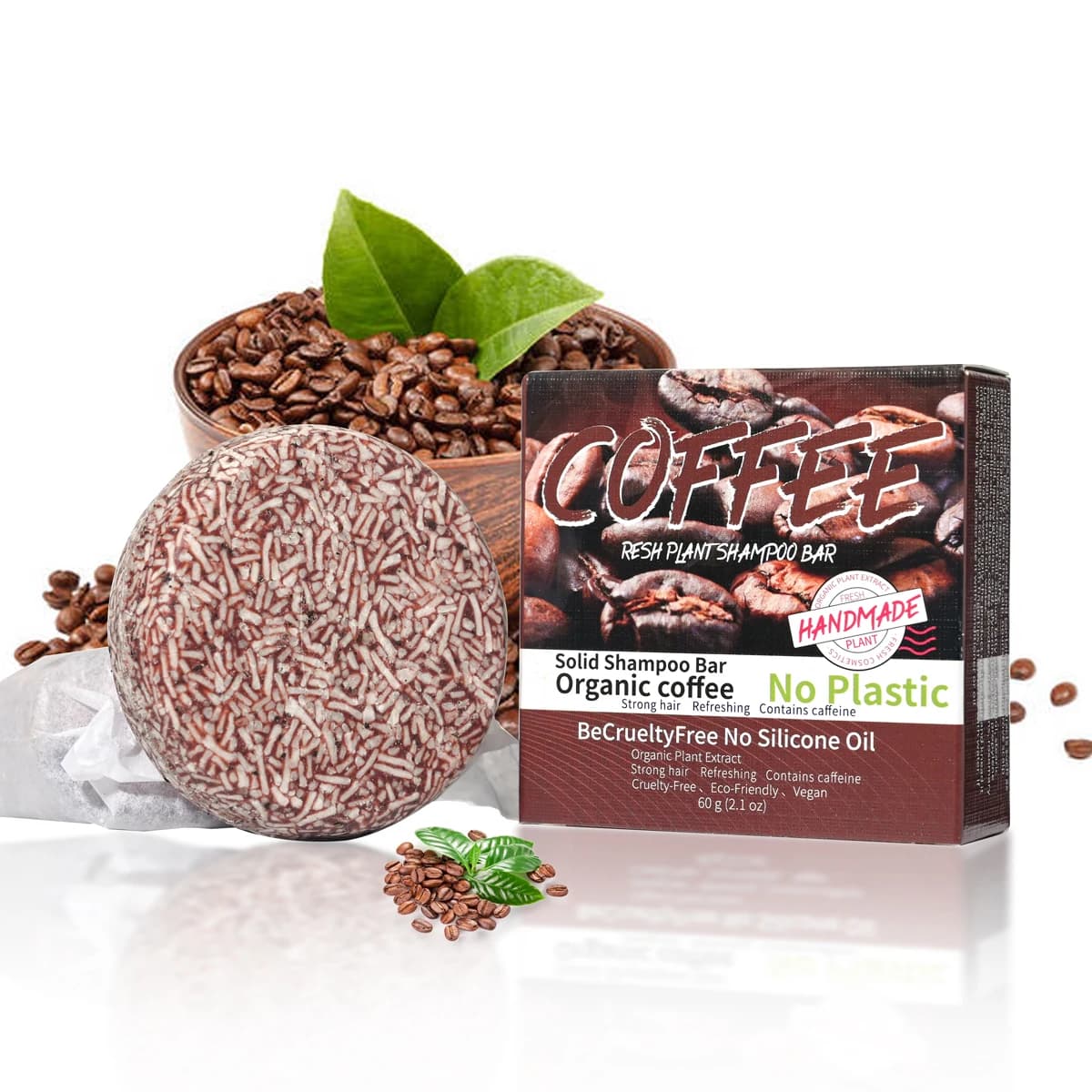 Shampoing aromatisé au café, savon aux huiles essentielles nourrissant pour cheveux, savon fait main