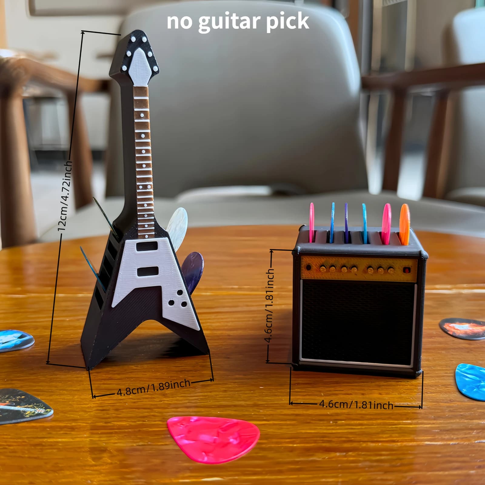 Support de médiator de guitare en forme de V Rock + coffret de tiroir de plectre, support de rangeme