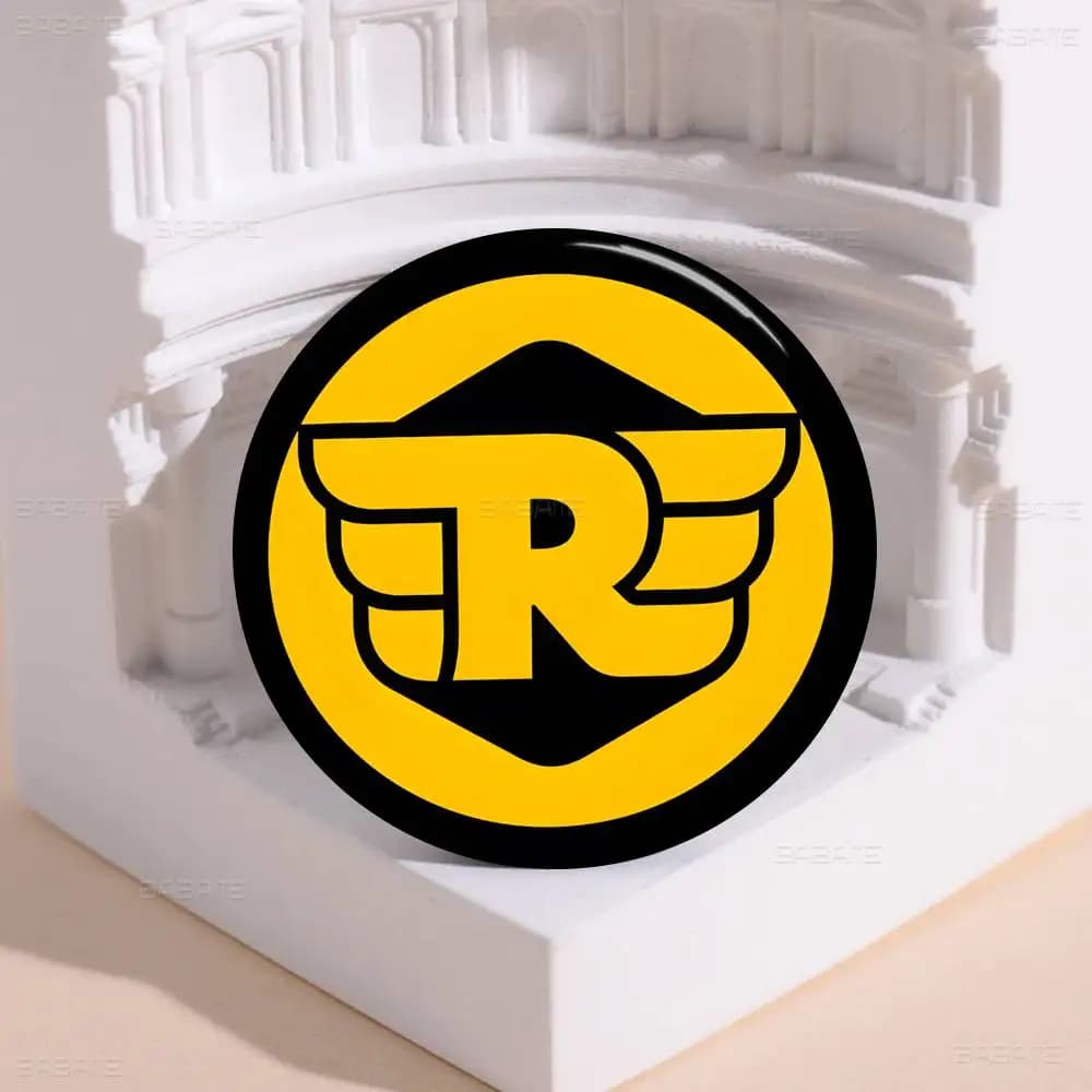 Broches rondes en forme de dessin animé avec Logo R-ROYALS E-ENFIELDS, 32/44/58mm, épingles faites à