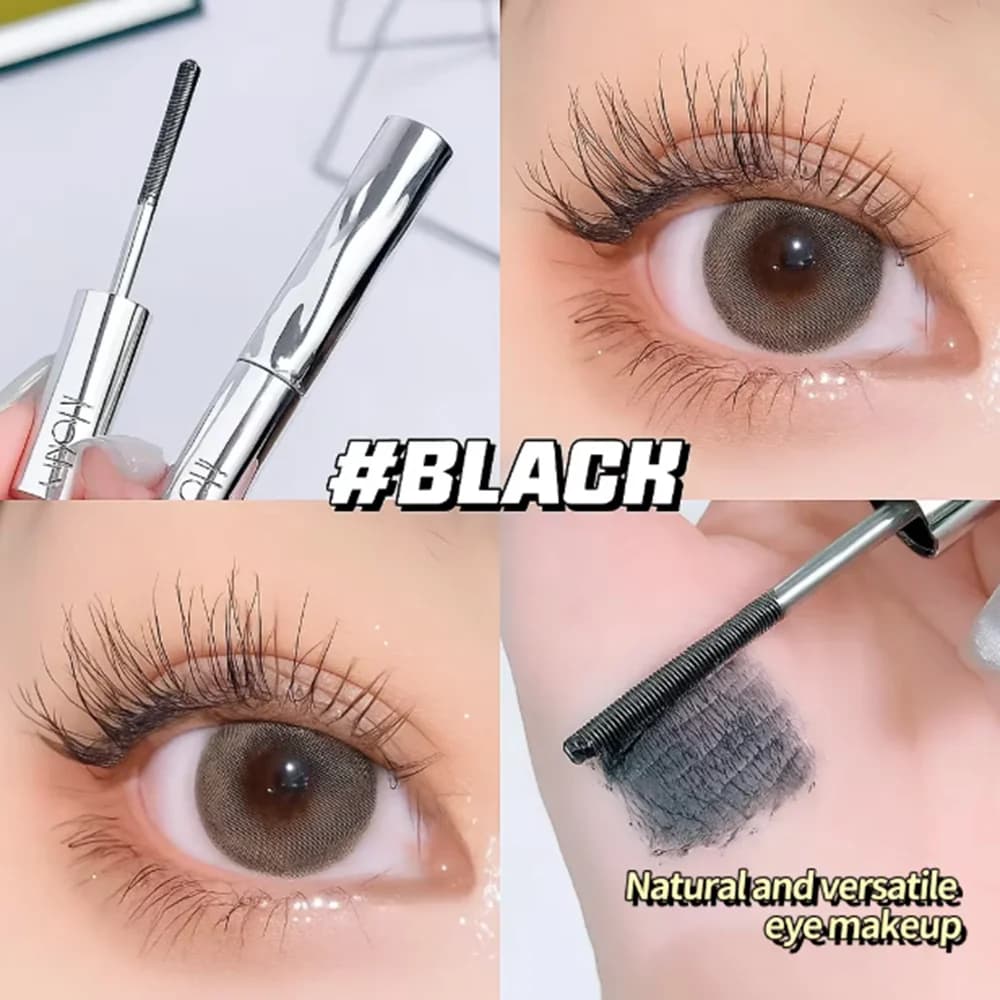 Mascara longue tenue qui boucle les cils, résistant à l'eau et à la transpiration, sépare chaque cil