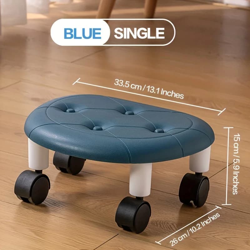 Tabouret roulant à roulettes - Repose-pieds élégant et durable en plastique blanc, bleu foncé ou noi