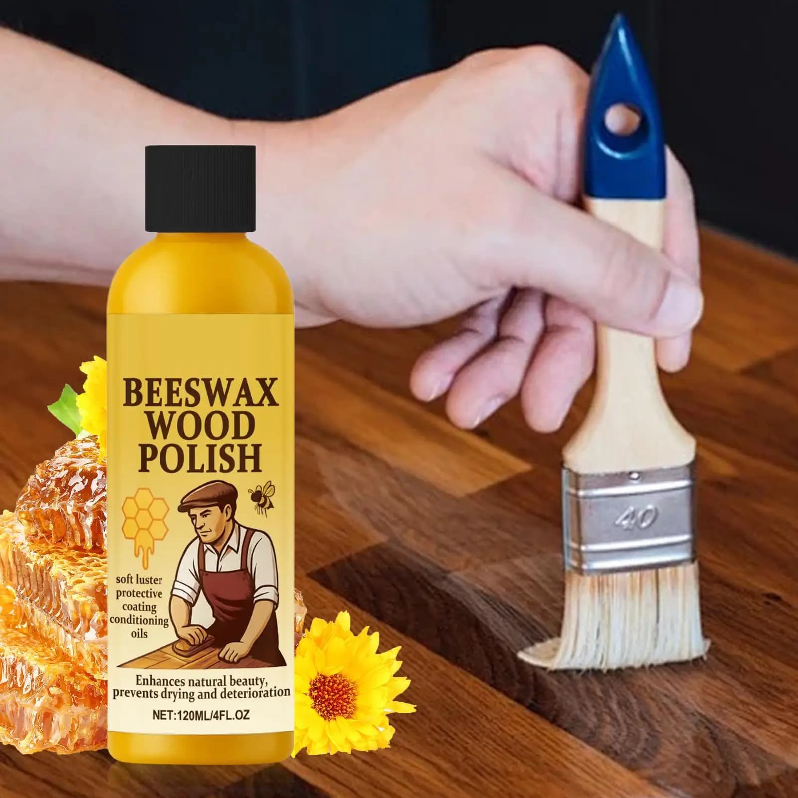 Cire de rénovation pour parquet bois naturel 120ml – Brillance et entretien du bois – Prévient les f