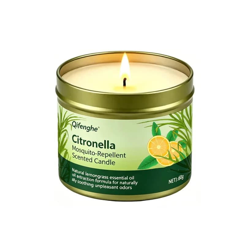 Bougie parfumée anti-moustiques à la citronnelle, huile essentielle de citronnelle naturelle, cire d
