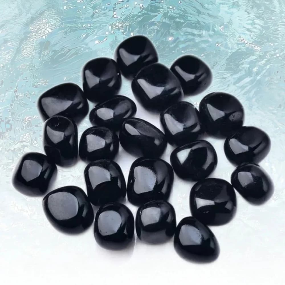 Fontaine en pierre d'obsidienne noire naturelle, décoration de jardin, Collection de pierres roulant