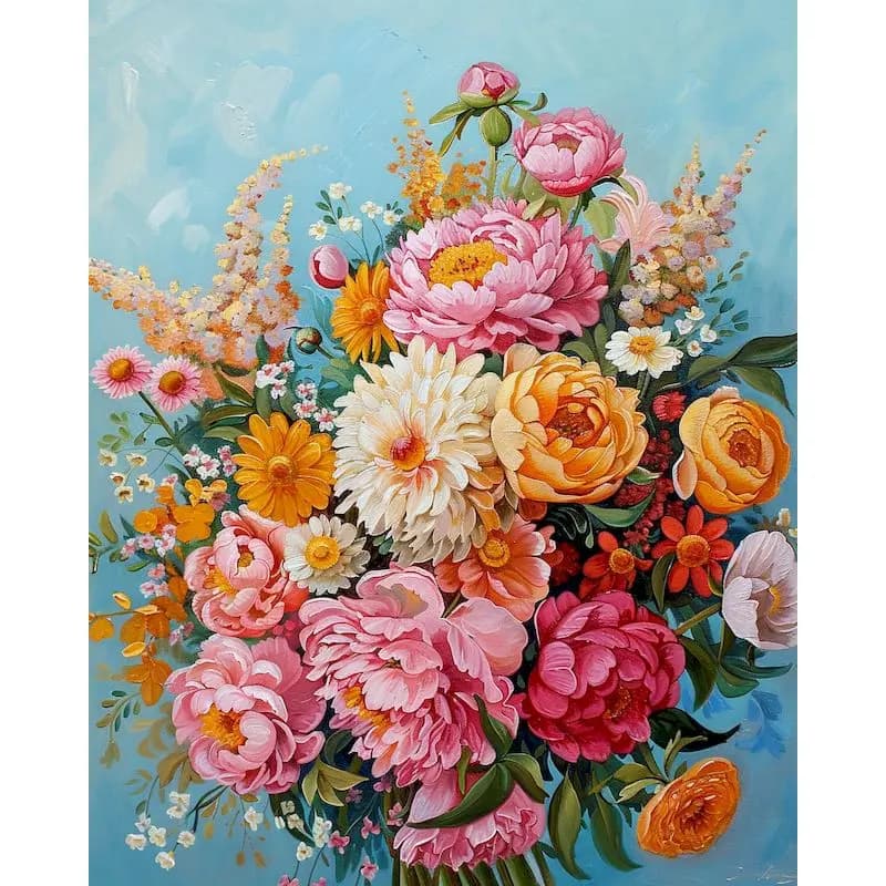 GATYZTORY Peinture à l'huile par numéros, fleur sur toile avec cadre, peinture DIY par numéros sur t