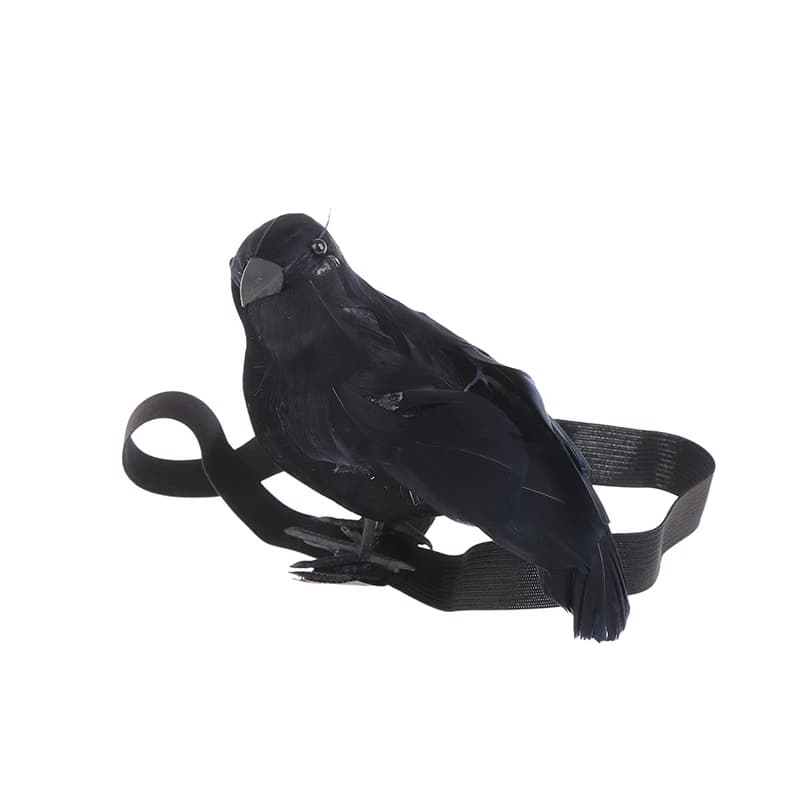 Simulation de corbeau noir avec bande élastique d'épaule, ornements de corbeau, accessoires de Costu