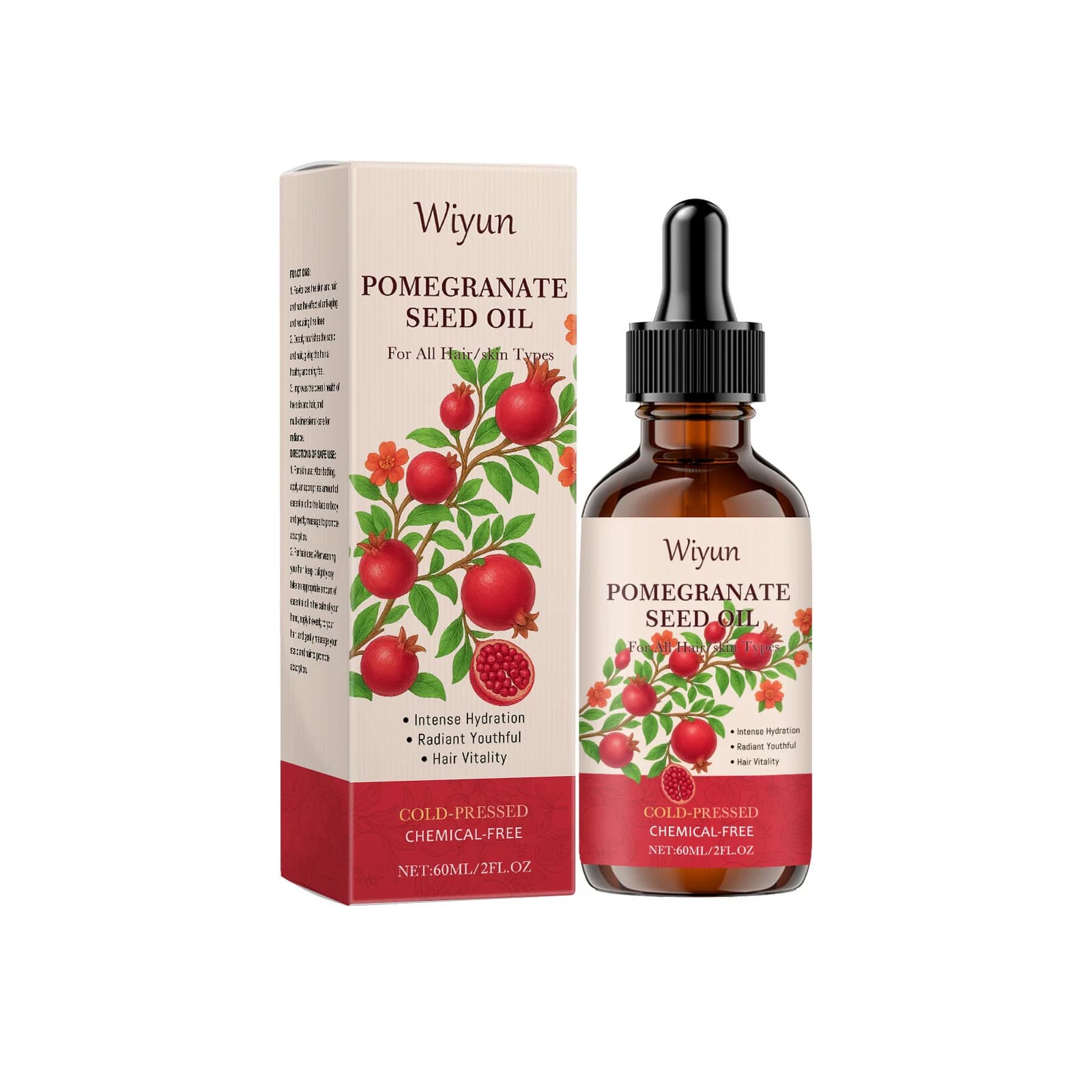 WIYUN huile nourrissante pour le corps, graines de grenade, hydrate en profondeur, peau ferme, améli