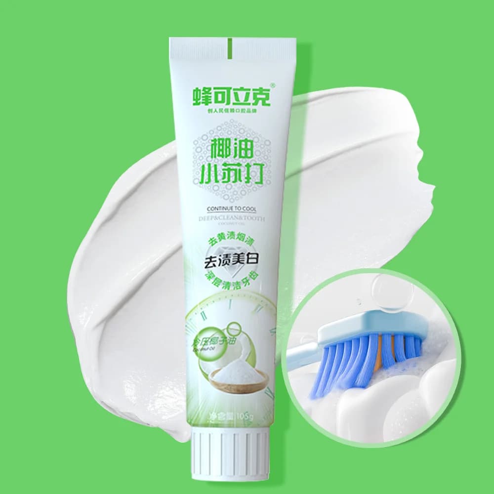 Dentifrice à l'huile de coco avec bicarbonate de soude, élimination des taches, blanchissant, sans f