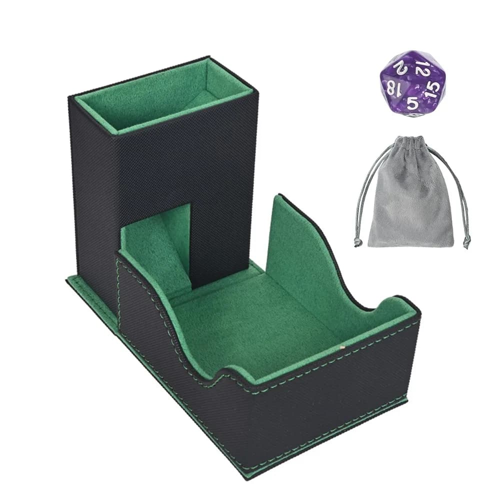 Tour de dés pliable portable en cuir PU avec sac, plateau à dés au design spécial, boîte à dés prati