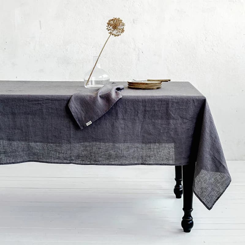 Nappe en lin pur 100% lin naturel français pour la cuisine, la table à manger, respirante, douce et 