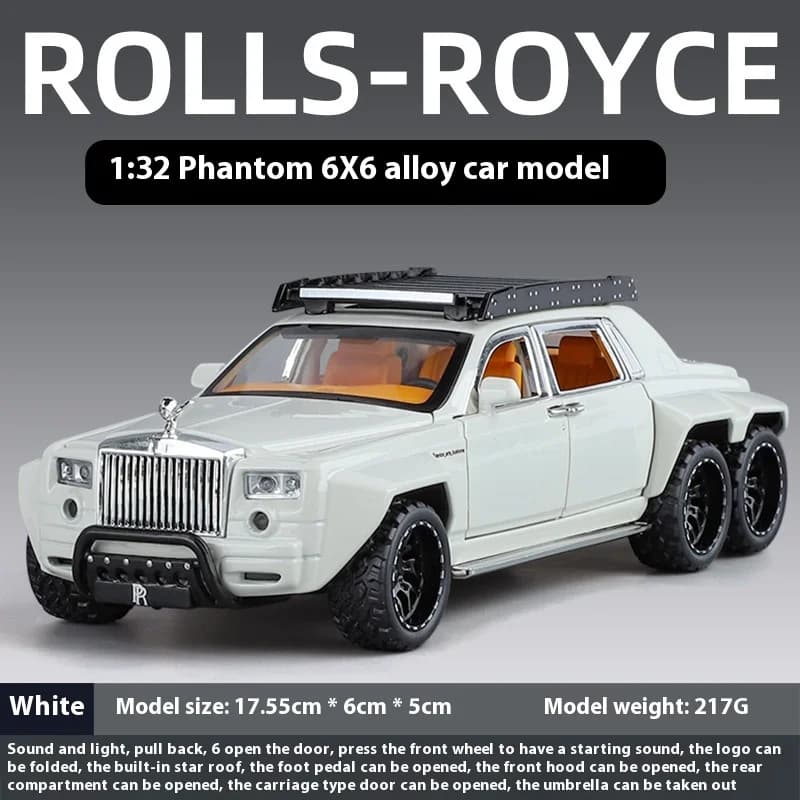 1:32 Rolls Royce Phantom 6X6 Modifié Alliage Moulés sous Pression En Métal Modèle De Voiture Son et 