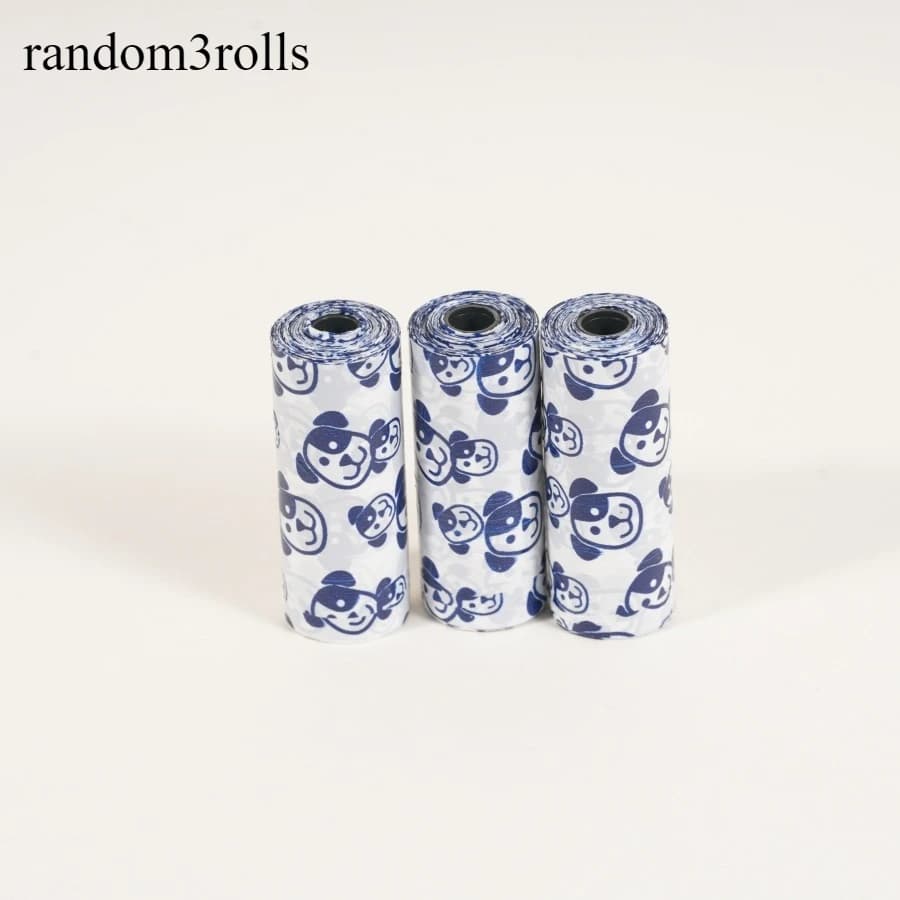 3 rouleaux de sacs à déjections canines parfumés, renforcés et mignons