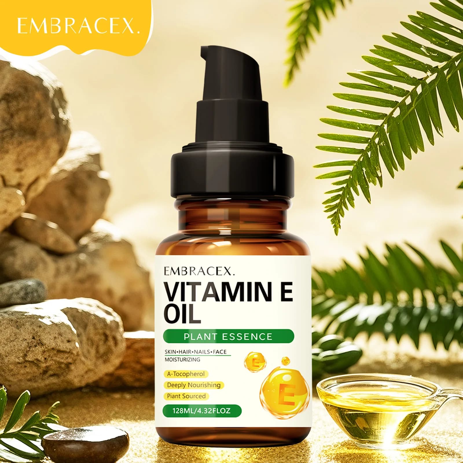 Huile essentielle de vitamine E, 128ml, ingrédients naturels, soins capillaires, soins des ongles, h