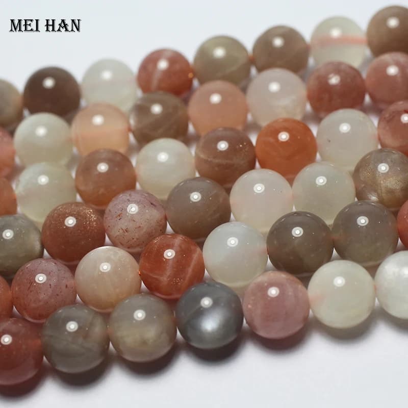 Perles rondes lisses en pierre de lune naturelle Meihan, couleurs mélangées, 6 mm, 8 mm, 10 mm, pier
