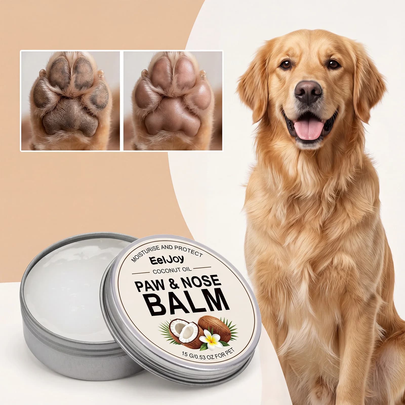 Baume pour pattes et nez de chat et de chien, parfum coco, protecteur naturel des pattes, hydratant,