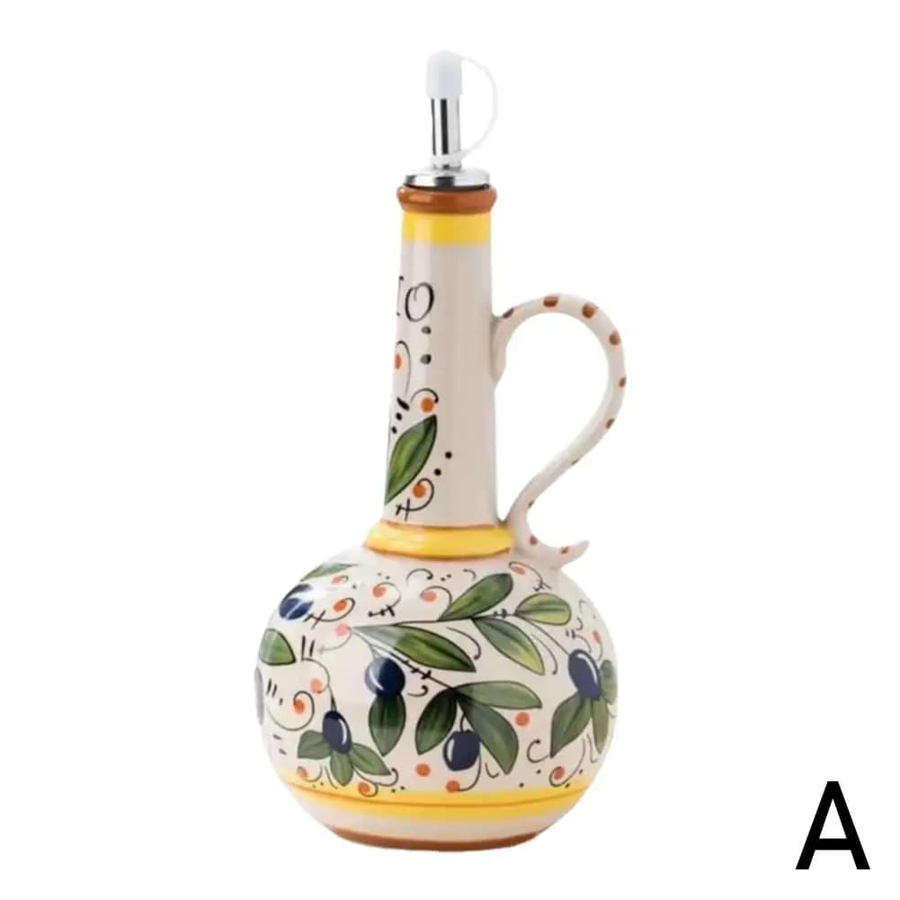 Distributeur d'huile d'olive de 500ml, bouteille de vinaigre d'huile en céramique en relief, contene