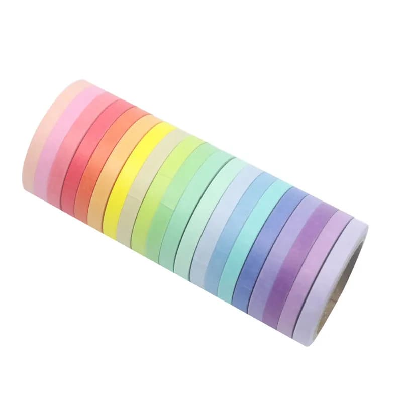 Ruban de masquage Washi pour peintres, 20 rouleaux, ruban décoratif coloré inscriptible arc-en-ciel 