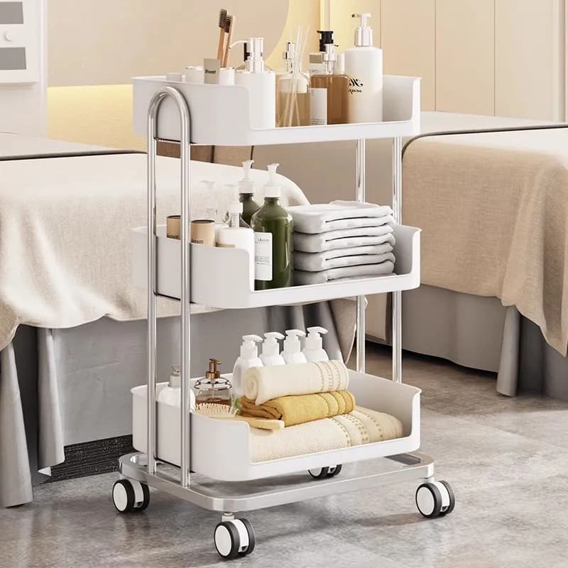 Chariot de beauté roulant professionnel avec roues pivotantes silencieuses, Design moderne, bonne qu