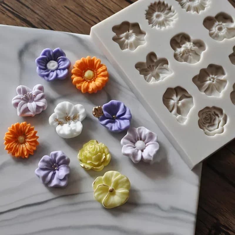 Mini moules créatifs mignons en forme de fleurs de roses de tournesol, moule en Silicone pour gâteau