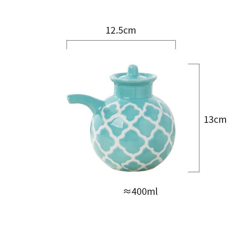 Distributeur d'huile d'olive sans BPA sous glaçure en céramique gaufrée, boîte de vinaigre d'huile, 