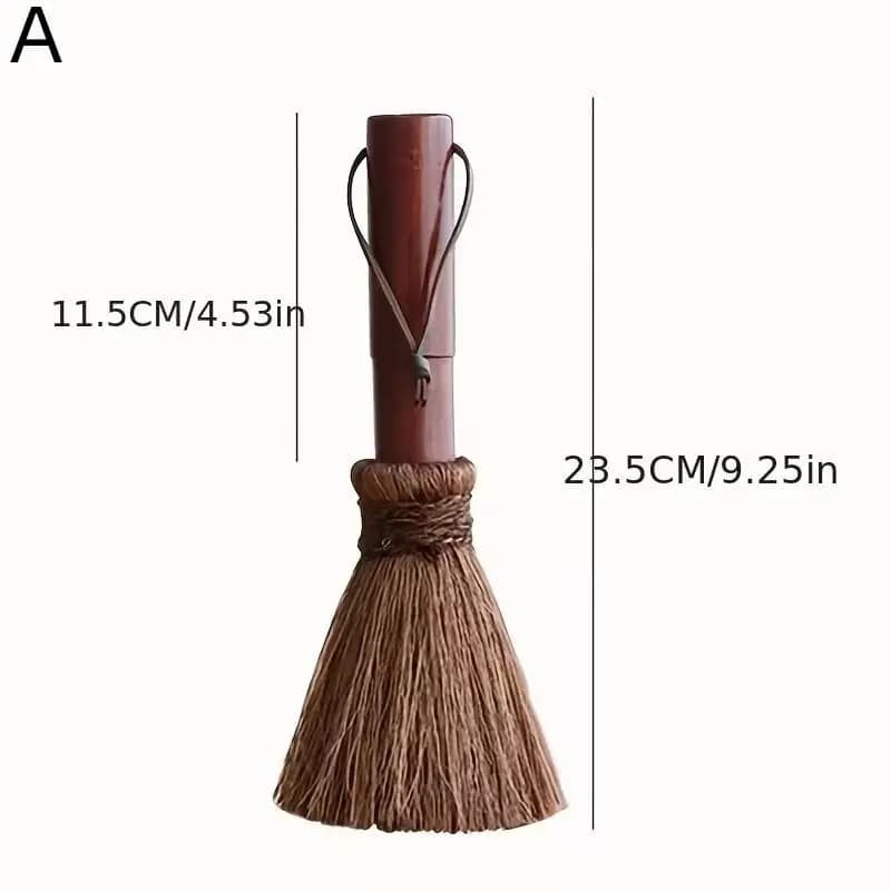 Brosse de nettoyage en soie de palme à manche en bois pour casseroles, antiadhésive, pour cuisinière