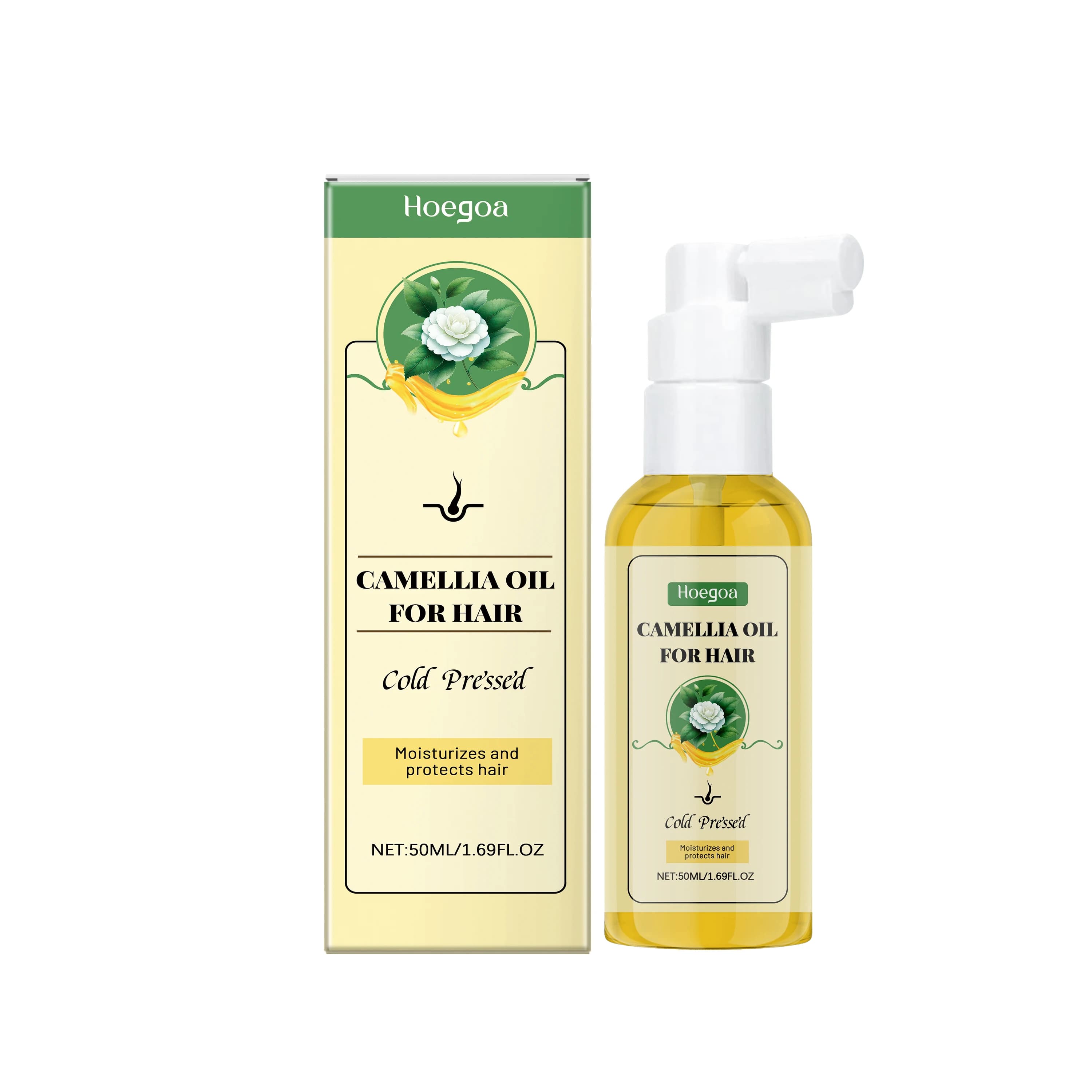Spray réparateur d'huile capillaire de camélia, pour contrôle des frisottis secs et endommagés, aprè