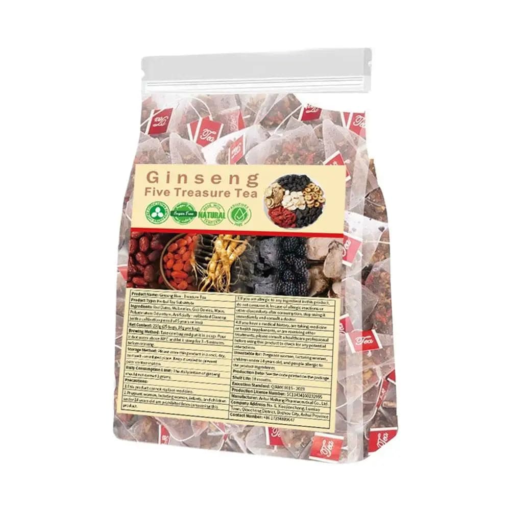 Thé de santé aux herbes chinoises Ginseng Cinq Trésors 6 ingrédients pour hommes et femmes, détoxifi