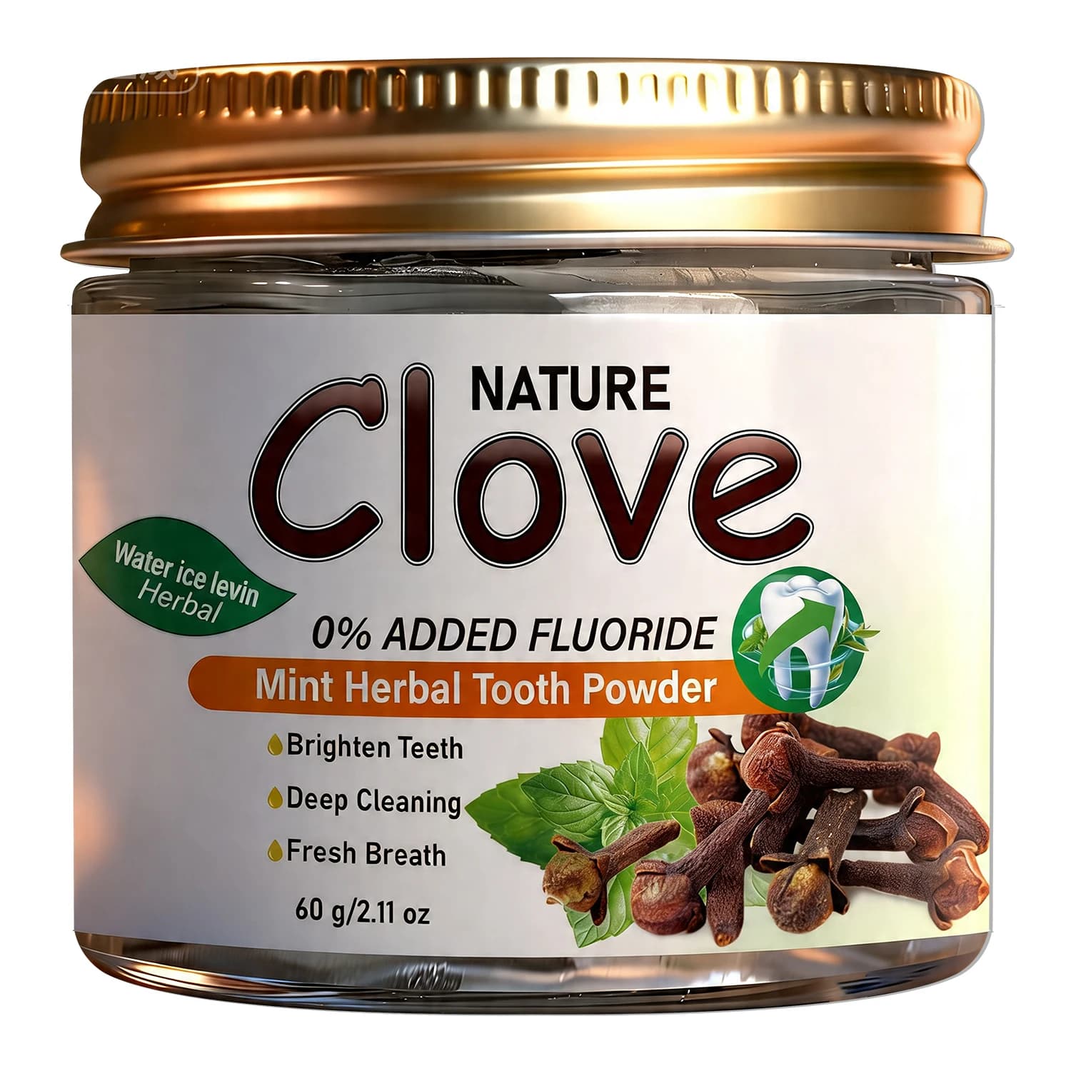 Poudre dentifrice naturelle à la menthe et au clou de girofle - Sans fluor, nettoyage en profondeur 