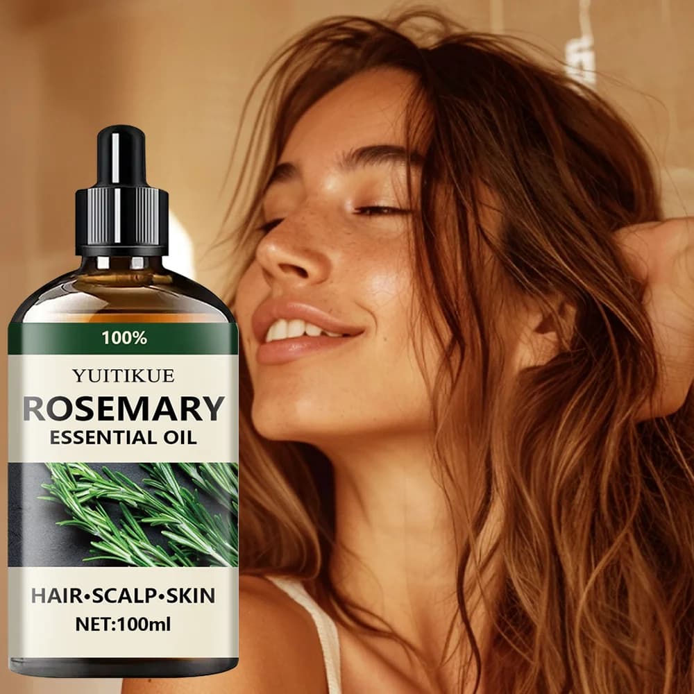 L'huile essentielle de romarin 100% YUITIKUE absorbe rapidement, hydrate en profondeur les cheveux e