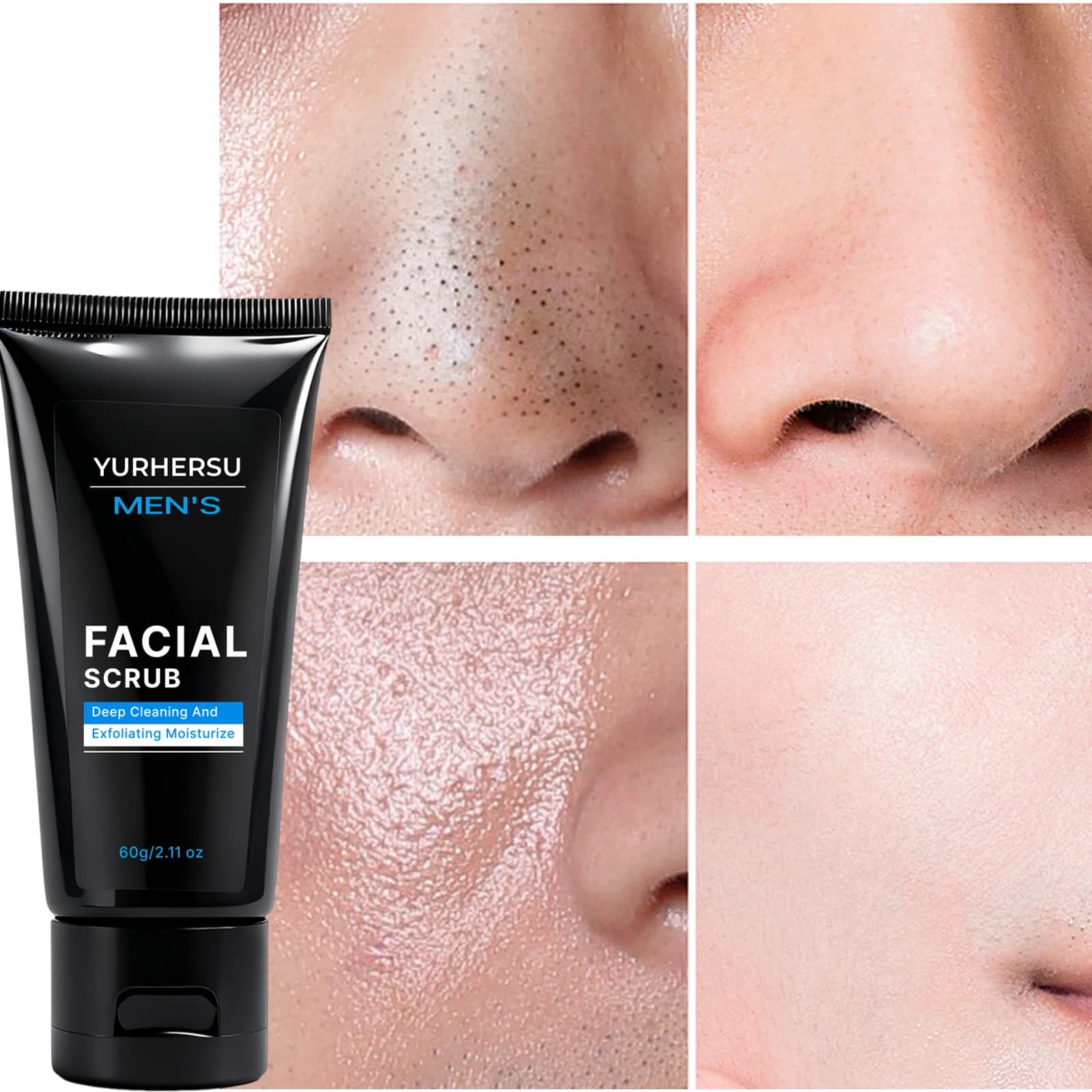 Gommage exfoliant pour le visage pour hommes, contrôle de l'huile, nettoyage en profondeur des pores