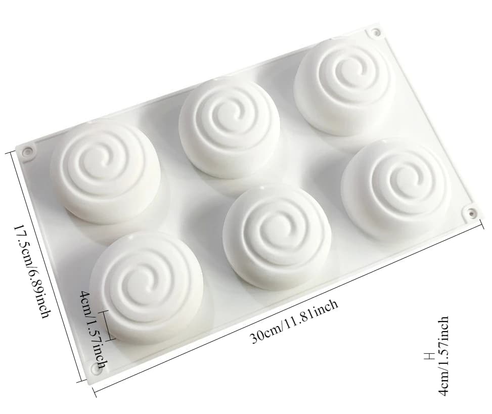 Moules en rouleau de cannelle en Silicone, 6 trous, boucle Vortex, gâteau Fondant, Dessert, pain au 