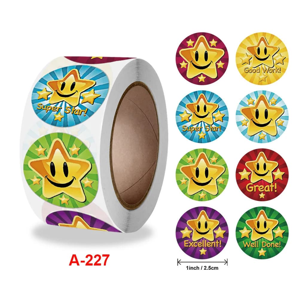 Autocollants en forme d'étoile à cinq branches, autocollants décoratifs avec visage souriant, étique