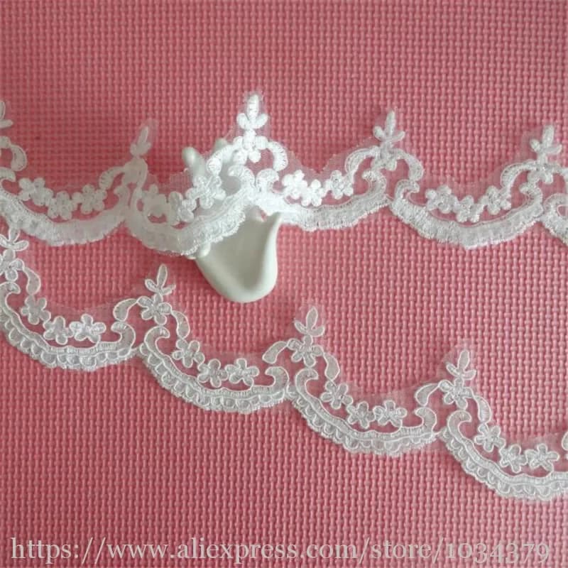 Tissu Délicat en Dentelle Ivoire/Blanc de 2 Mètres, 55mm, Fleur, Venise, Applique, Couture Artisanal