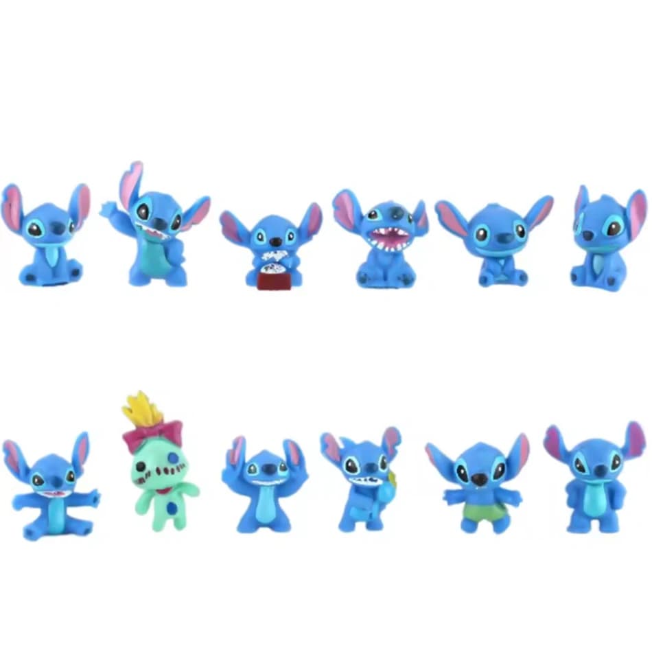 12 figurines miniatures Stitch, 3 cm, personnage de dessin animé Lilo et Stitch, décoration de table