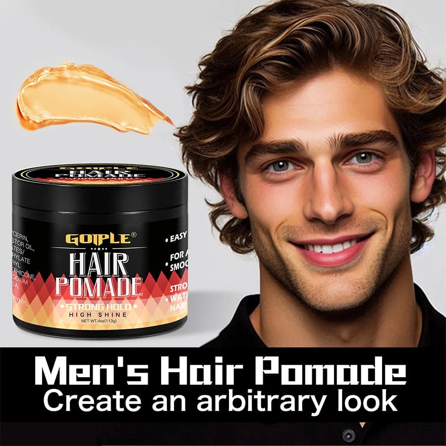 GOIPLE-Pommade pour cheveux pour hommes, huile de coiffure haute brillance, tenue de bain, mise en f