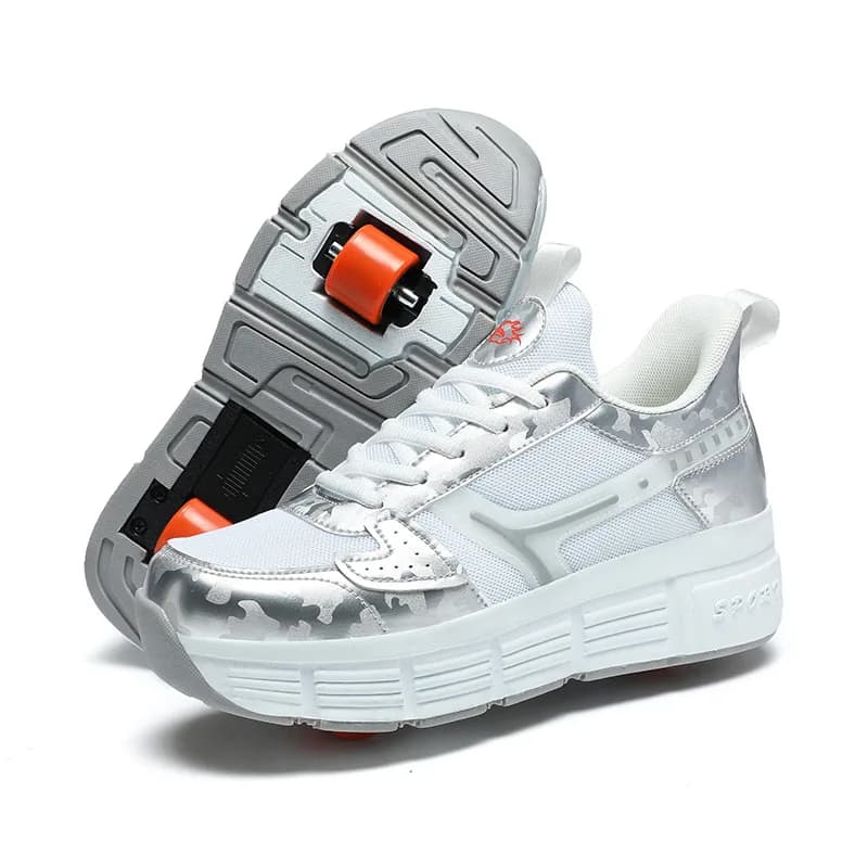 Chaussures à roulettes, roues rétractables en un clic, respirantes pour enfants, adolescents, garçon