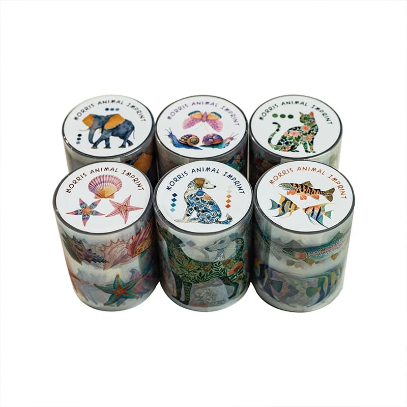 6 rouleaux - Ruban décoratif découpé au laser en PET avec motifs d'animaux rétro Morris, pour scrapb