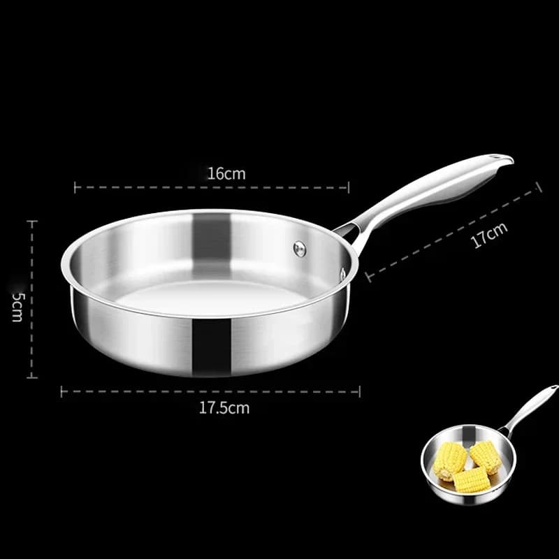Poêle à frire en acier inoxydable, non revêtu, plat, astronomique, cuisson domestique, steak, omelet