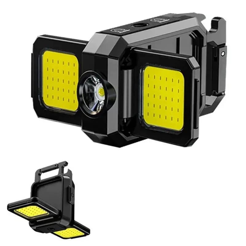 BSEVB-COB Lampe de poche pliable avec porte-clés, lampe de travail avec ouvre-bouteille pour utilisa
